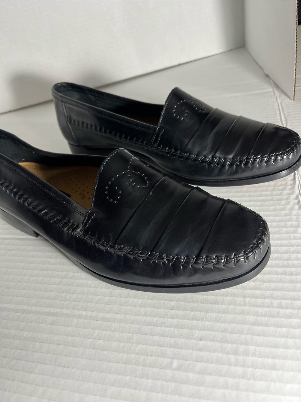 Giorgio Brutini Black Leather Penny Slip-On Loafers
